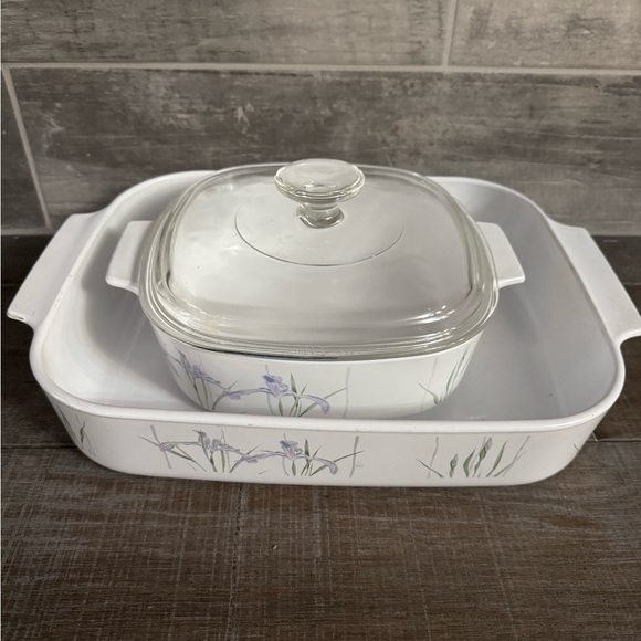 Vintage Corning Ware Shadow Irish Casserole W/ Lid9X7X3” Lasagna Pan